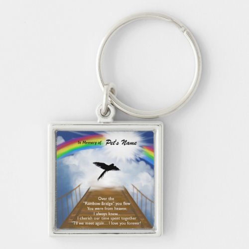 Rainbow Bridge Memorial Poem for Birds Keychain