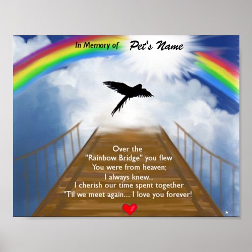 Rainbow Bridge Memorial Poem for Birds Poster