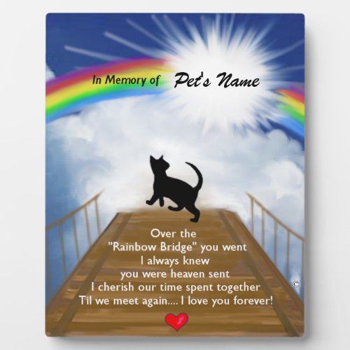 Rainbow Bridge Memorial Poem for Cats Plaque