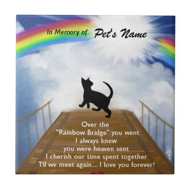 "The Rainbow Bridge" Personalized Pet Memorial Poem For Loss of a Beloved Cat 