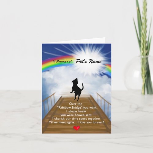 Rainbow Bridge Memorial Poem for Dogs Card