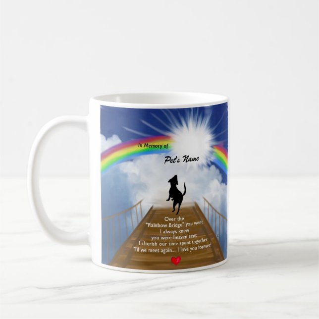 Rainbow Bridge Memorial Poem for Dogs Coffee Mug (Left)