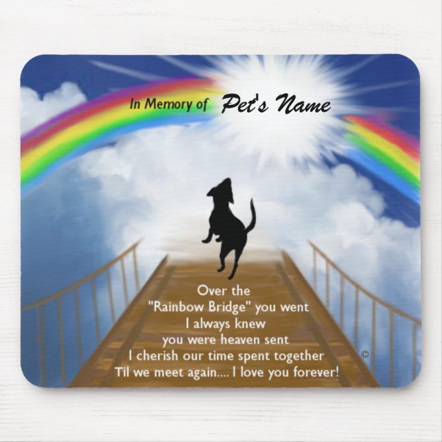 Rainbow Bridge Memorial Poem for Dogs Mouse Pad (Front)
