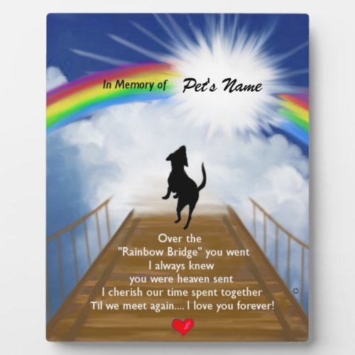 Rainbow Bridge Memorial Poem for Dogs Plaque
