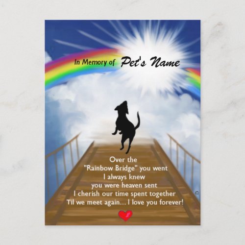 Rainbow Bridge Memorial Poem for Dogs Postcard