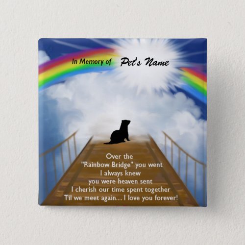 Rainbow Bridge Memorial Poem for Ferrets Button