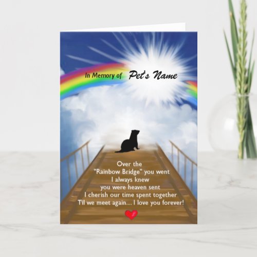 Rainbow Bridge Memorial Poem for Ferrets Card
