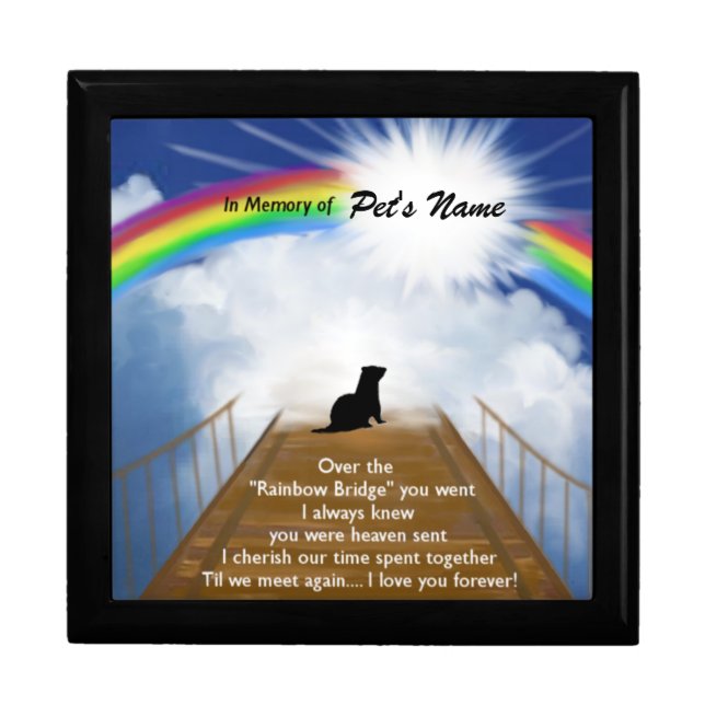 Rainbow Bridge Memorial Poem for Ferrets Keepsake Box (Front)