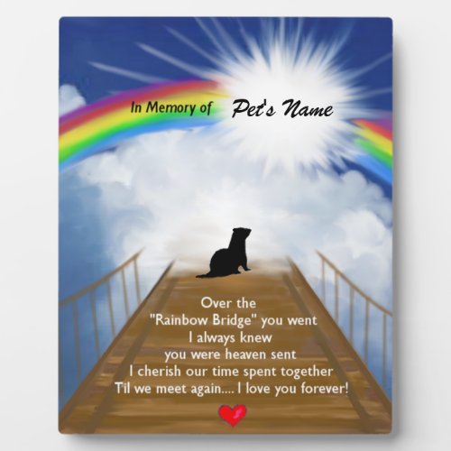 Rainbow Bridge Memorial Poem for Ferrets Plaque
