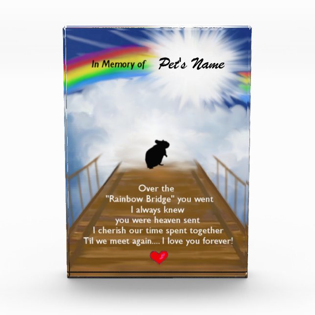 Rainbow Bridge Memorial Poem for Hamsters Award (Front)