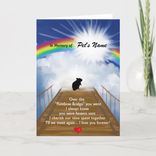 Rainbow Bridge Memorial Poem For Hamsters Card Gabriel Angel Design