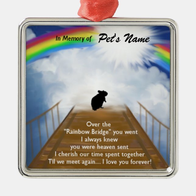 Rainbow Bridge Memorial Poem for Hamsters Metal Ornament (Front)