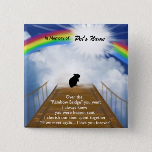 Rainbow Bridge Memorial Poem for Hamsters Pinback Button