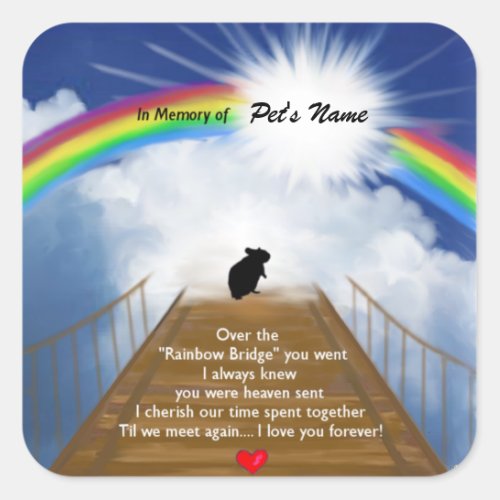 Rainbow Bridge Memorial Poem for Hamsters Square Sticker