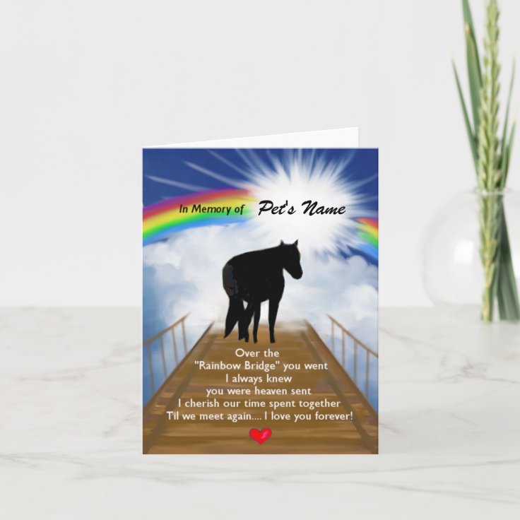 Rainbow Bridge Memorial Poem for Horses Card Zazzle