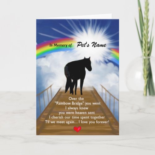 Rainbow Bridge Memorial Poem for Horses Card