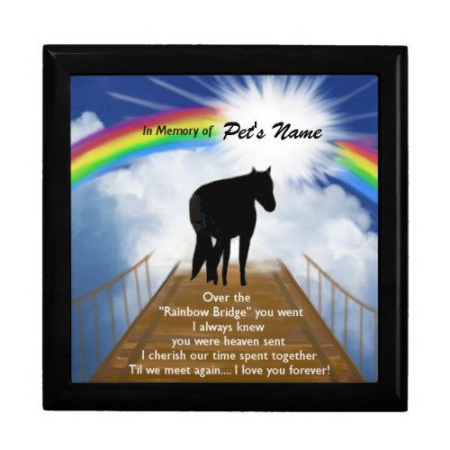 Rainbow Bridge Memorial Poem for Horses Keepsake Box
