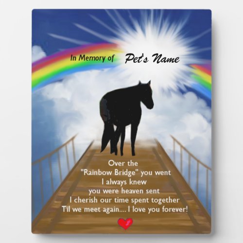 Rainbow Bridge Memorial Poem for Horses Plaque