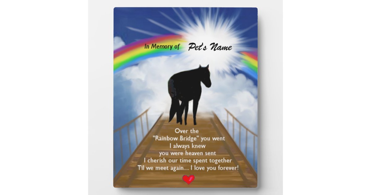 Rainbow Bridge Memorial Poem For Horses Plaque Zazzle Com