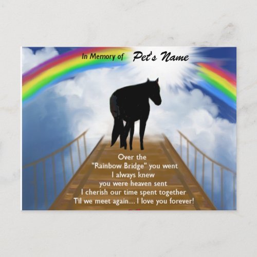 Rainbow Bridge Memorial Poem for Horses Postcard