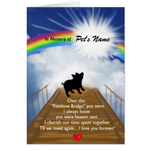 Rainbow Bridge Memorial Poem for Pigs Cards (Front)