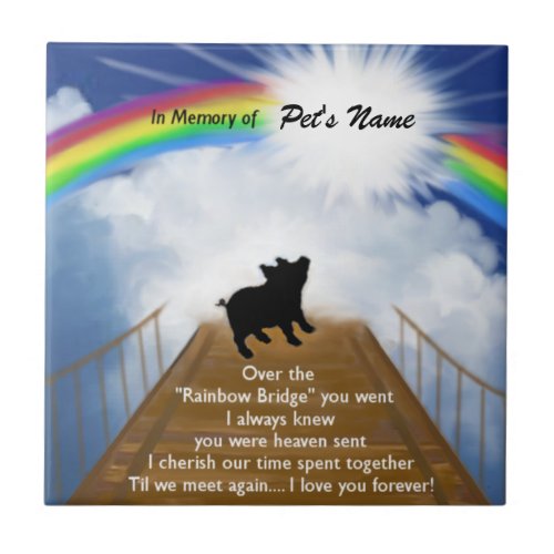 Rainbow Bridge Memorial Poem for Pigs Ceramic Tile