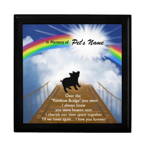 Rainbow Bridge Memorial Poem for Pigs Jewelry Box