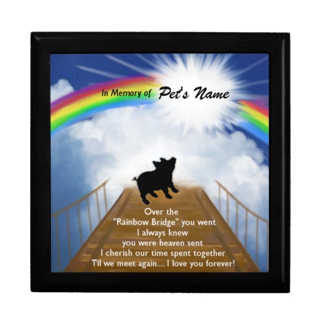 Rainbow Bridge Memorial Poem for Pigs Jewelry Box (Front)