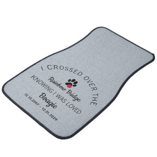 Rainbow Bridge Paw Print Custom Gray Pet Memorial Car Floor Mat