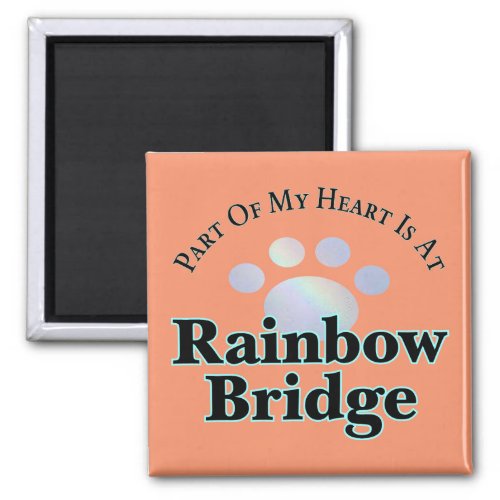Rainbow Bridge Paw Square Magnet