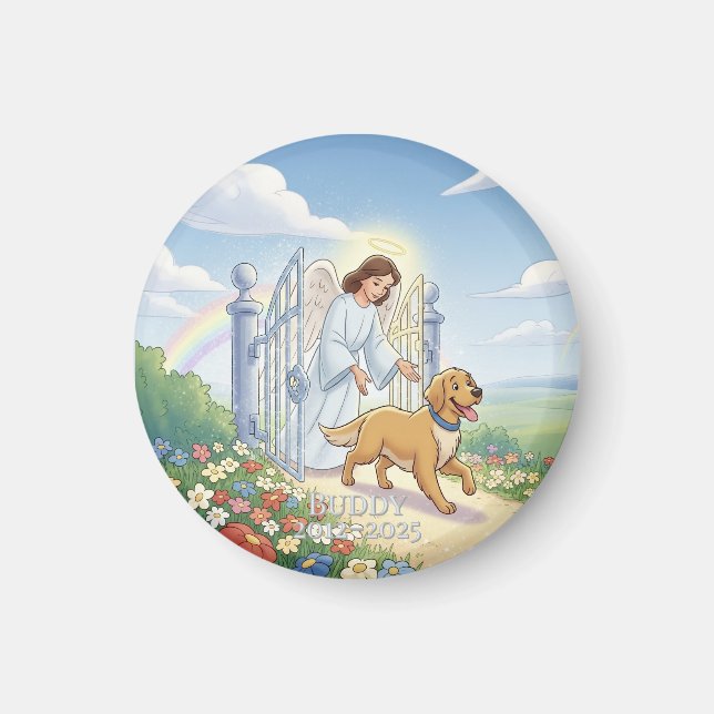 Rainbow Bridge – Personalized Pet Memorial Magnet (Front)