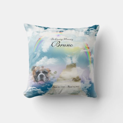 Rainbow Bridge Pet Dog Memorial Throw Pillow