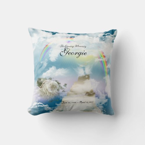 Rainbow Bridge Pet Goat Memorial Throw Pillow