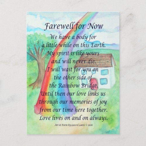 Rainbow Bridge Pet Grief Sympathy Custom Postcards