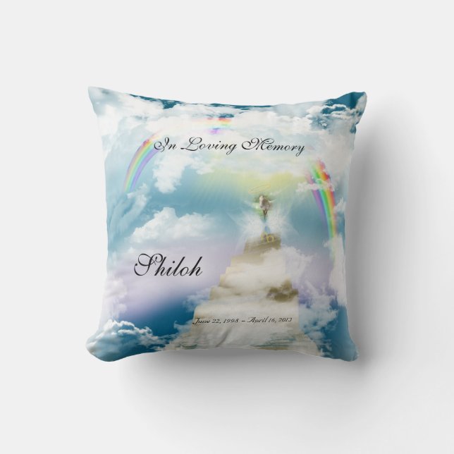 Rainbow Bridge Pet Horse Memorial Throw Pillow (Front)