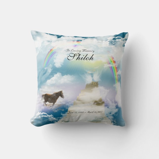 Rainbow Bridge Pet Horse Memorial Throw Pillow (Front)