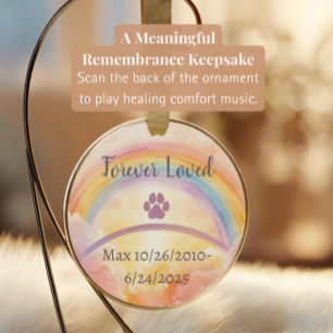 Rainbow Bridge Pet Loss Ornament   Interactive QR