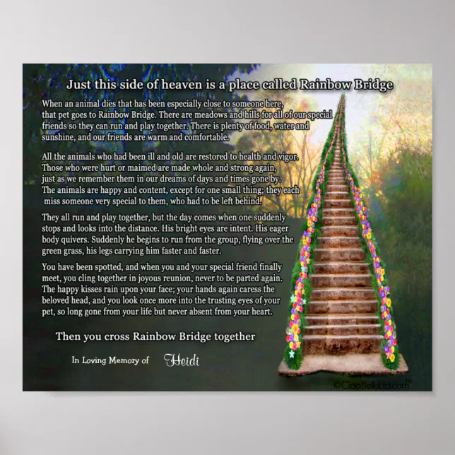 Rainbow Bridge Pet Loss Personalized Wall Print | Zazzle