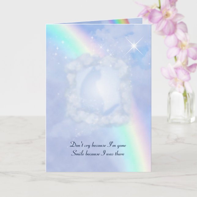 Rainbow Bridge Pet Loss with your text & photo Card (Orchid)