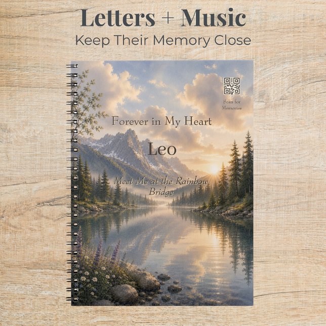 Rainbow Bridge Pet Memorial Journal with QR Code (Rainbow Bridge memorial journal with custom QR code linking to cherished pet memories and tributes.)