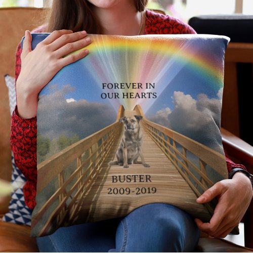 Rainbow Bridge Pet Memorial Loss Customize  Throw Pillow