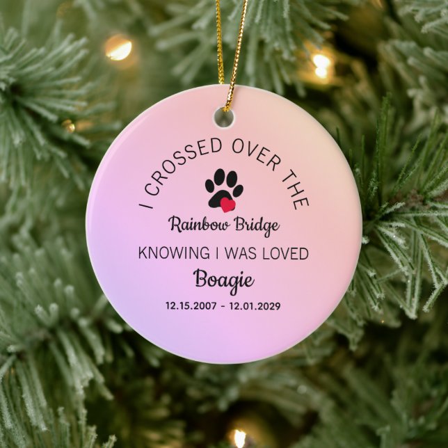 Rainbow Bridge Pet Photo Round Ceramic Ornament (Tree)