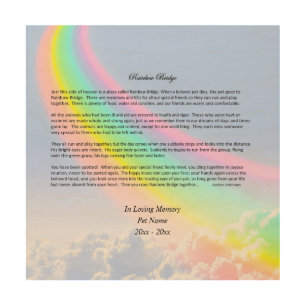 Rainbow Bridge Pet Sympathy Wood Wall Art, MALE Decor