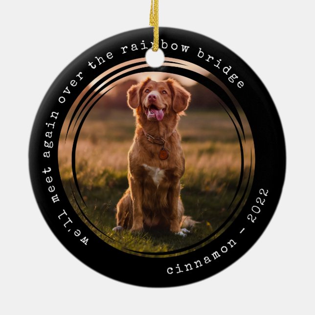 Rainbow Bridge Photo Pet Memorial  Ceramic Ornament (Back)