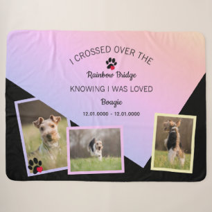 Rainbow Bridge Photo Pet Memorial Large Sherpa Blanket
