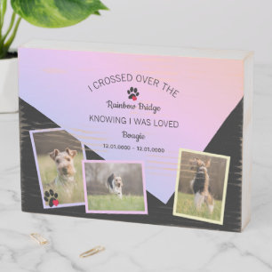 Rainbow Bridge Photo Pet Memorial Wooden Box Sign