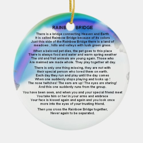 Rainbow Bridge Poem Ceramic Ornament