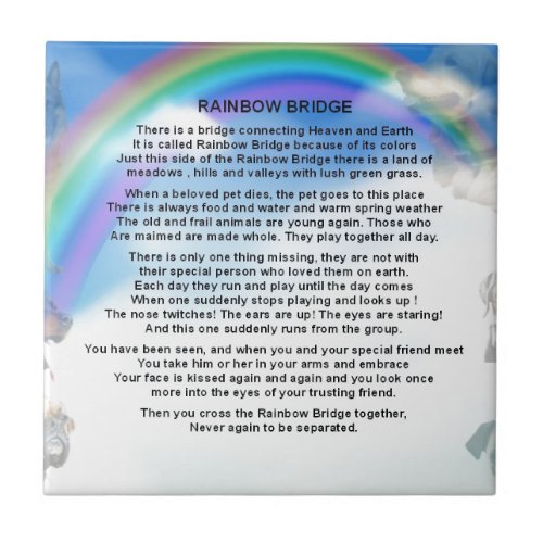 Rainbow Bridge Poem Ceramic Tile