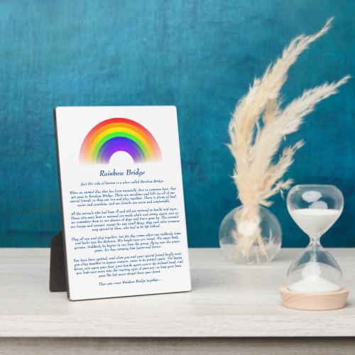 Rainbow Bridge Poem for Loss of Pet Plaque
