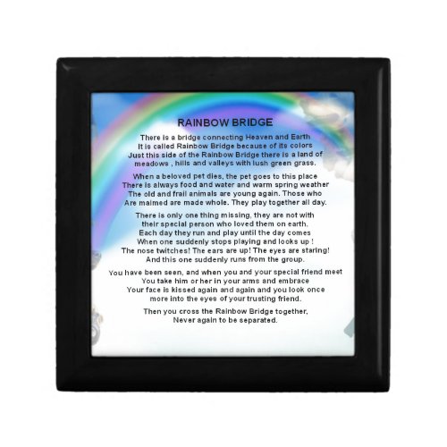 Rainbow Bridge Poem Keepsake Box